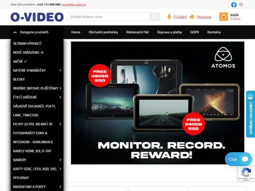 internetový obchod s profesionální audio a video technikou sony arri blackmagic hedbox