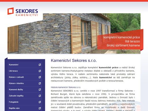 sekores s.r.o se zabývá komplexní kamenickou výrobou a kamenickými pracemi. litím terazzem na podlahy, teracovými schody a parapety  