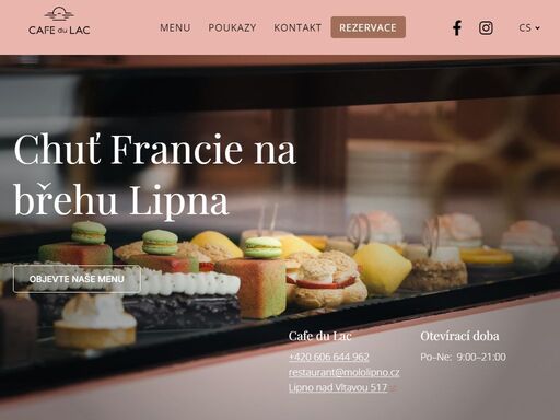 ochutnejte poctivou francouzskou cukrařinu – dezerty z lehkých pěn, makronky se svěžím ovocem nebo domácí pralinky. to vše jen pár kroků od lipna. 