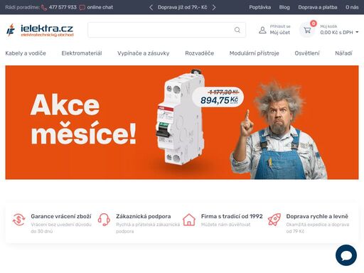elektromateriál za nejpříznivější ceny ? na ielektra nakupujte kabely, jističe, vypínače, zásuvky a rozvaděče. poštovné 79 kč. firma s tradicí od 1995. dostupnost ihned.