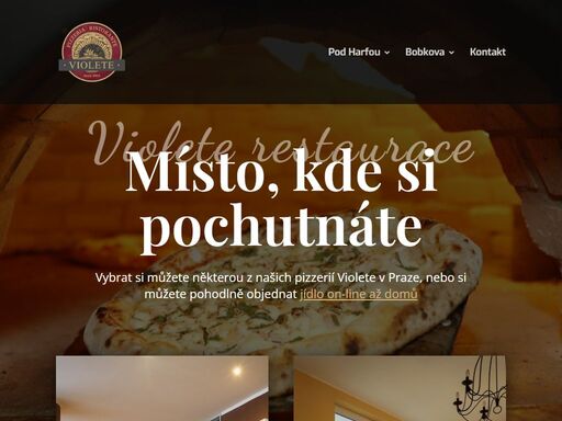 pizzeria violete. nabídka jídel italské kuchyně (pizza, saláty, polévky, těstoviny, maso a dezerty) a alkoholických i nealkoholických nápojů.