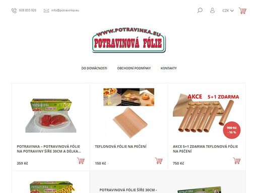 vítejte v našem obchodě potravinka.eu. vítáme vás v eshopu potravinka.eu. najdete zde produkty pro domácnost jako folie pro balení potravin. a další doplňky. vše je vyrobeno v české republice.přejeme vám příjemný nákup !
 
 