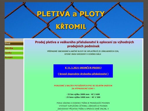 prodej pletiva a příslušenství