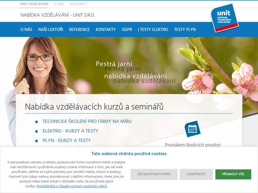 hlavní stránka centra technického vzdělávání unit pardubice, která se vzdělává v oborech elektro, plyn či jiných technických profesích.