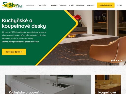 již více než 20 let dodáváme a montujeme pracovní a koupelnové desky z přírodního nebo technického kamene a nově i ze slinuté keramiky.