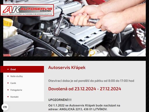 autoservis křápek nabízí opravy vozidel všech značek se specializací na vw.
