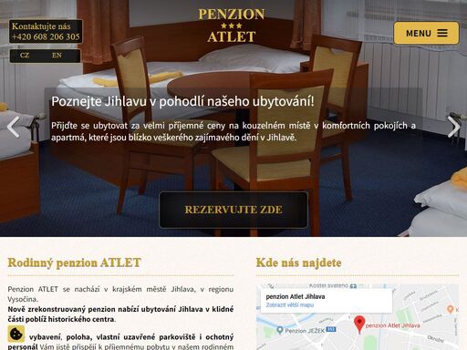 nově zrekonstruovaný rodinný penzion atlet nabízí ubytování v klidné části jihlavy u historického centra města, chráněné parkování i internet na pokojích.