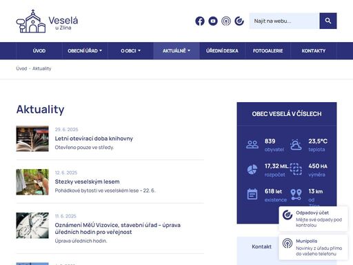 oficiální webové stránky obce veselá u zlína.