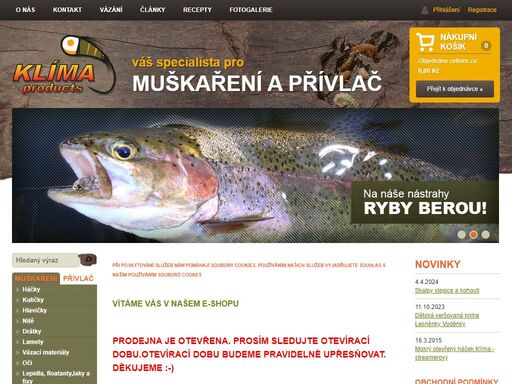 klíma, klima, jiří klíma, obchod klíma, muškařský obchod klíma, muškaření, vázání mušek