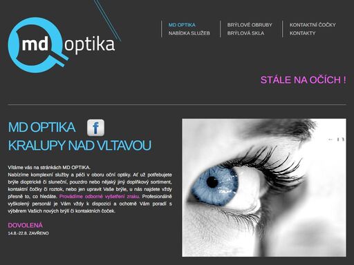 md optika nabízí svým zákazníkům komplexní služby a péči nejvyšší kvality v oboru oční optiky a vyšetření zraku.