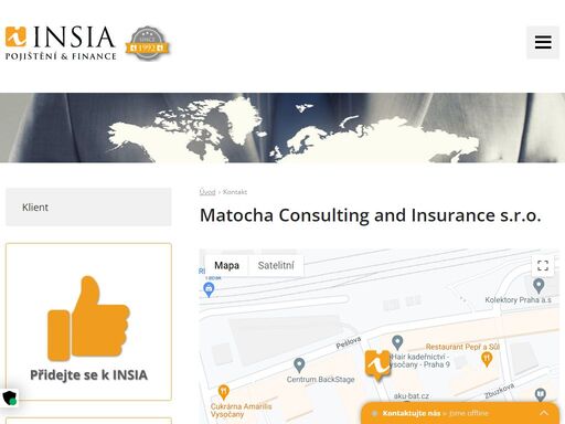 insia a.s. praha. jste makléř nebo zájemce o pojištění? kontaktujte naše specialisty nebo se na nás obraťte přes kontaktní formulář.