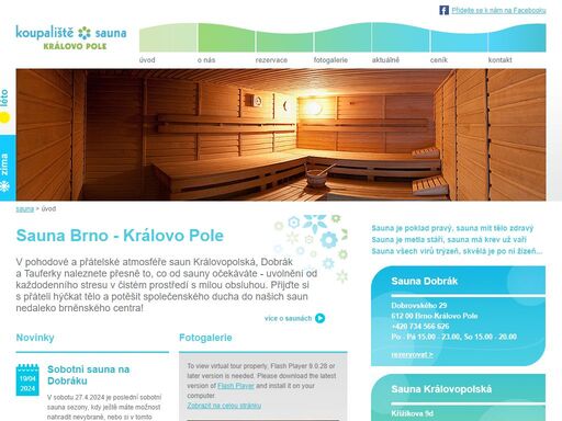 dvě suché finské sauny v brně na dobráku a na křižíkově, oddělené potírny a bazény pro ženy a muže, výhodné ceny rezervací.