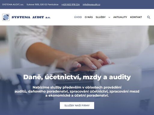 provádíme audity, daňové poradenství, zpracování účetnictví a mezd a ekonomické a účetní poradenství již od roku 1991. ? více na www.sysaudit.cz. ??