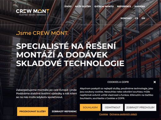 jsme specialisté na řešení montáží a dodávek skladové technologie po celé evropě a ve světě. pojďte do toho s crew-mont s.r.o.