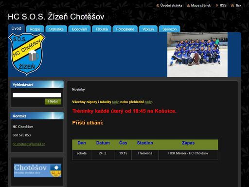 oficiální stránky hokejového klubu hc chotěšov.