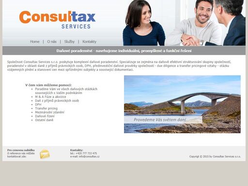 consultax services s.r.o. - daňové poradenství - navrhujeme individuální, promyšlené a funkční řešení. m & a fúze a akvizice, daň z příjmů právnických osob, dph, transfer pricing, mezinárodní zdanění, daňové řízení, ostatní daně.