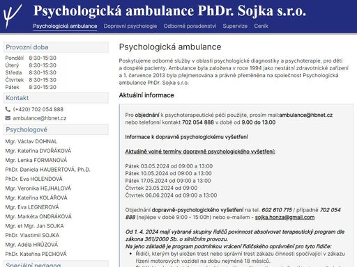 psychologická ambulance phdr. vlastimil sojka s.r.o.