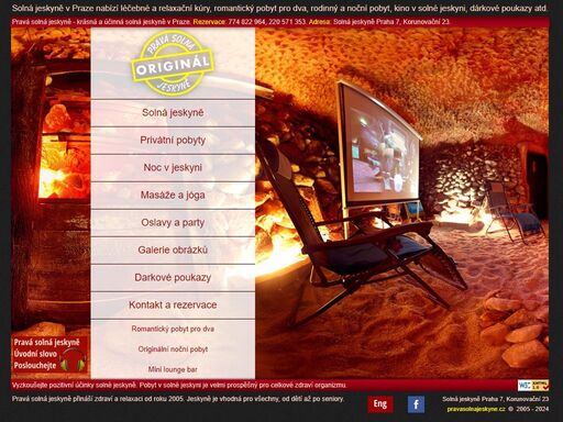 solná jeskyně v praze nabízí léčebné a relaxační kúry, romantický pobyt pro dva, rodinný a noční pobyt, kino v solné jeskyni, dárkové poukazy atd.