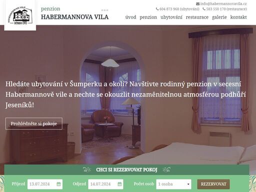 habermannova vila *** nabízí ubytování v okolí šumperka, útulné pokoje a okolí bohaté na památky. v penzionu je k dispozici wi-fi a parkování zdarma.