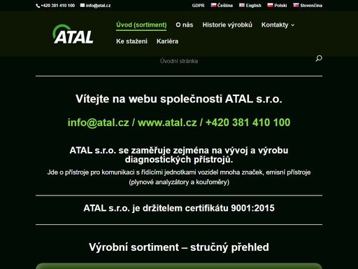 atal se zaměřuje zejména na vývoj a výrobu diagnostických přístrojů. vítejte na webu společnosti atal info@atal.cz / www.atal.cz / +420 381 410 100