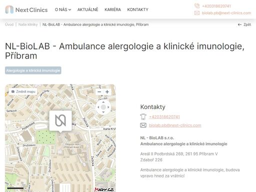 next-clinics.cz/nase-kliniky/nl-biolab-ambulance-alergologie-a-klinicke-imunologie-pribram