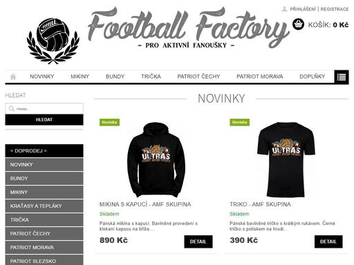internetový obchod se stylovým oblečením pro fotbalové fanoušky. trička, mikiny, bundy a další 