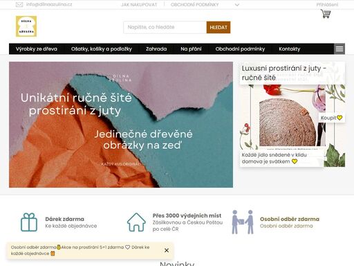 dilna ažulína - váš oblíbený e-shop s kvalitními výrobky pro domov a zahradu | originální dřevěné a ručně šité doplňky domácnosti