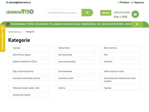 v naší internetové lékárně nabízíme volně prodejné přípravky z kategorie vitamínů, potravinových doplňků, kosmetiky a přípravky pro péči o vaše zuby. součástí sortimentu je také kojenecká výživa a různé produkty pro matky s dětmi, přírodní léčiva