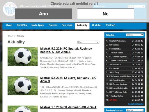 oficiální stránky jičínského fotbalu. fotbalový klub sk jičín byl založen roku 1898. 