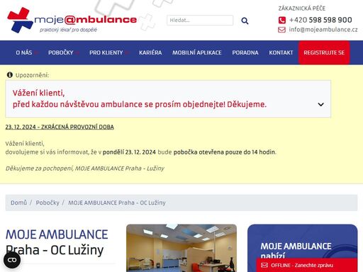 moje ambulance – největší síť ordinací praktických lékařů pro dospělé v čr. 12hodinová ordinační doba, online registrace i objednávka, hrazeno ze zp. 