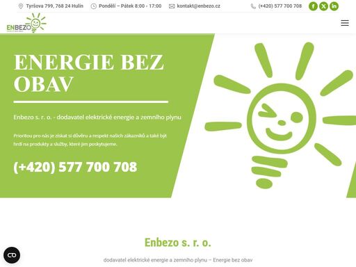 český dodavatel elektrické energie a plynu bez zahraničního kapitálu. enbezo jsou energie bez obav s dlouholetou zkušeností v oblasti energetiky.