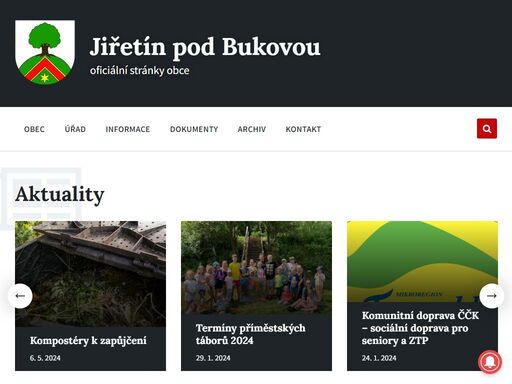oficiální stránky obce jiřetín pod bukovou