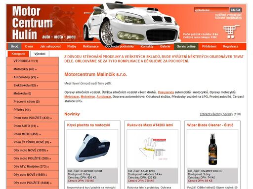 prodej motocyklů, motooblečení, autoservis, motoservis, motobazar - motorcentrum-hulin.cz