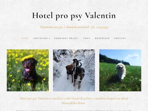 hotel pro psy valentin se nachází v obci svatá kateřina v malebné krajině na okraji moravského krasu.