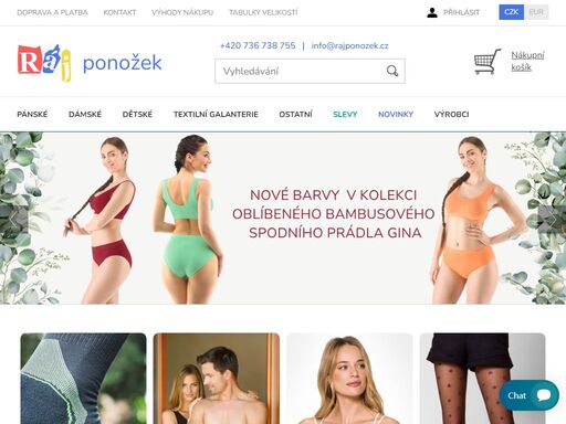 online prodej českých ponožek, punčochového zboží, spodního prádla a termoprádla.