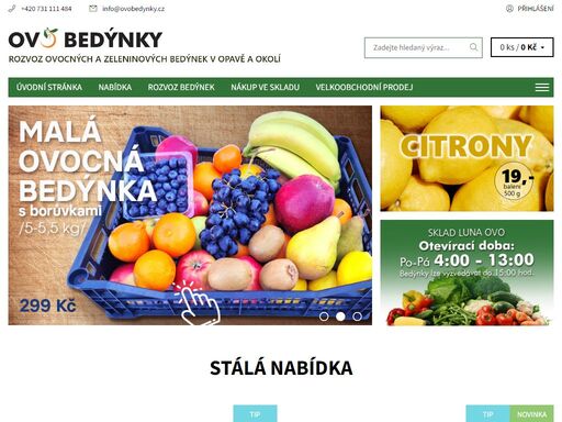 široká nabídka ovocných a zeleninových bedýnek v několika velikostech s možným osobním odběrem. doprava v opavě a okolí zdarma. ovobedynky.cz