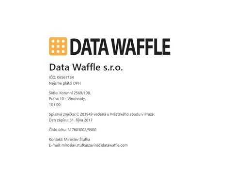 data waffle s.r.o. - kontaktní údaje
