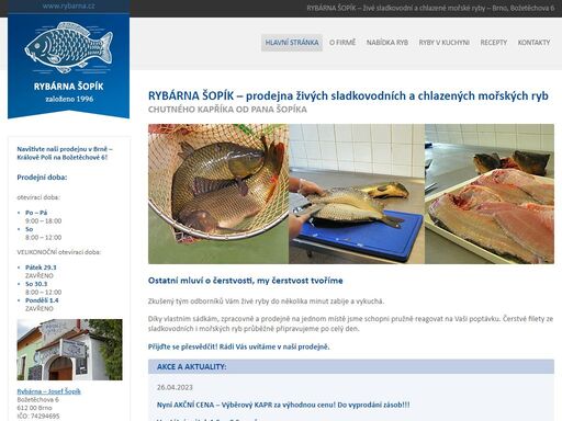 prodejna živých sladkovodních a chlazených mořských ryb - brno, božetěchova 6