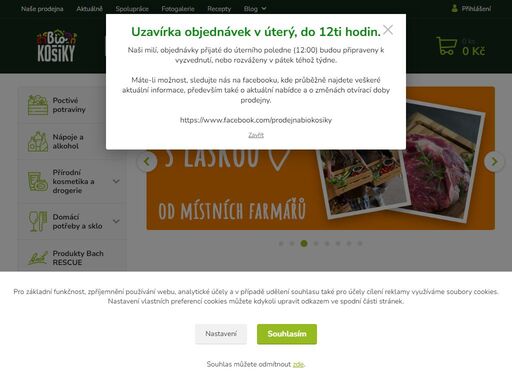 e-shop s nabídkou sezónní čerstvé  bio zeleniny, bio hovězího masa, masa z farmy, poctivých potravin