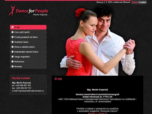 webová prezentace taneční školy a kulturní agentury, praha.