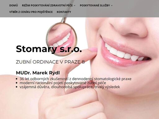 mudr.marek rýdl - stomary s.r.o., zubní ordinace praha 8, záchovná stomatologie praha 8, endodoncie praha 8, protetika praha 8, preventivní prohlídkypraha 8 ,