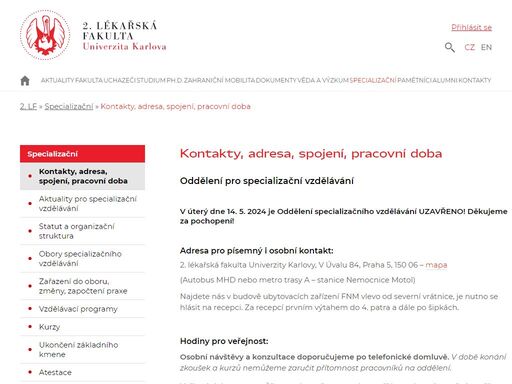 lf2.cuni.cz/specializacni/kontakty-adresa-spojeni-pracovni-doba