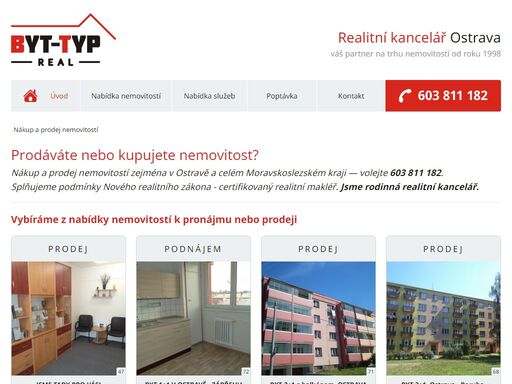 prodáváte nebo kupujete nemovitost? nákup a prodej nemovitostí zejména v moravskoslezském kraji. realitní kancelář byt-typ real, ostrava.
