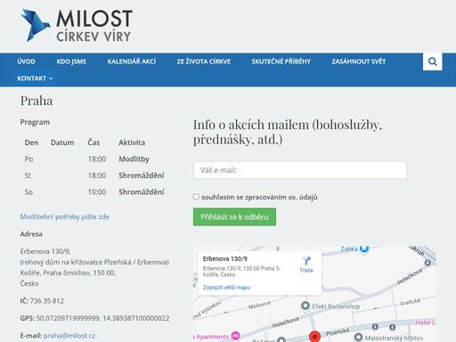 kontakt, adresa, mapa, telefón, e-mail, čas bohoslužeb a jiné informace. navštivte nás, budeme se těšit.