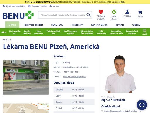 ?lékárna a výdejní místo e-shopu v plzni. specializuje se na zubní a geriatrickou péči, dětský sortiment a dermokosmetiku. otevřeno má každý všední den.?