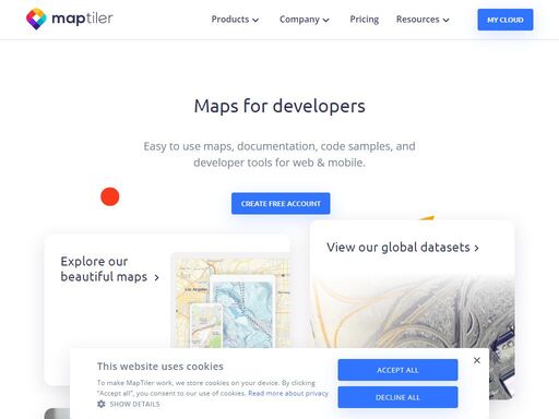 mapping platform designed for developers. publish interactive maps in your web applications and on mobile devices.