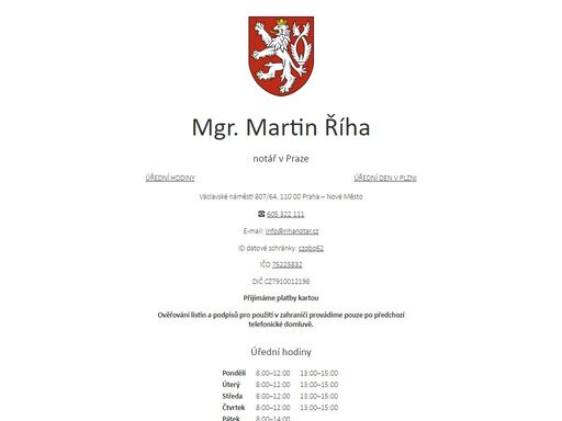 webová vizitka notáře mgr. martina říhy.