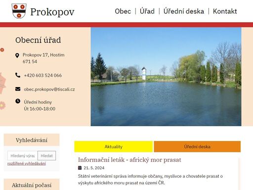 oficiální stránky obce prokopov
