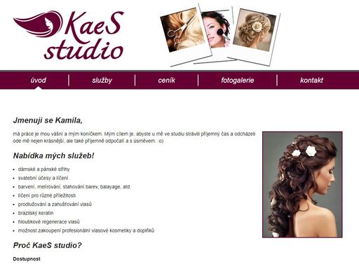 kaes studio brno: kadeřnictví, svatební účesy a líčení, make-up, barvení a melírování, brazilský keratin, prodlužování vlasů.