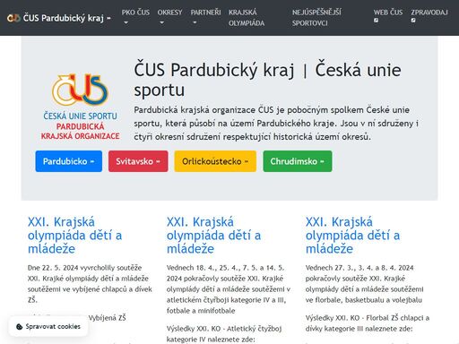 pardubická krajská organizace čus - oficiální stránky krajské organizace českéunie sportu pro pardubický kraj.